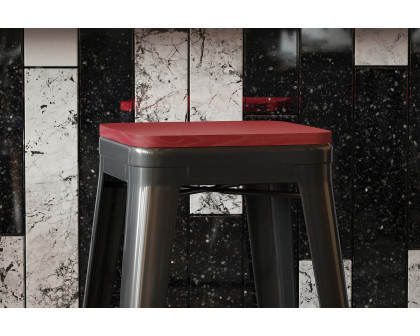 BLNK Perry Square Poly Resin Wood Seat with Rounded Edges for Colorful Metal Bar Stools - Red