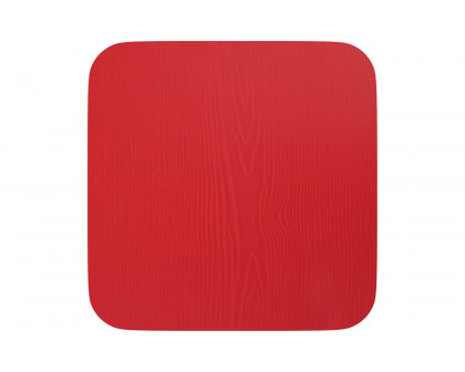 BLNK Perry Square Poly Resin Wood Seat with Rounded Edges for Colorful Metal Bar Stools - Red