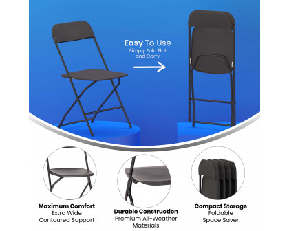 BLNK Hercules Big and Tall Commercial Folding Chair 4-Pack - Black