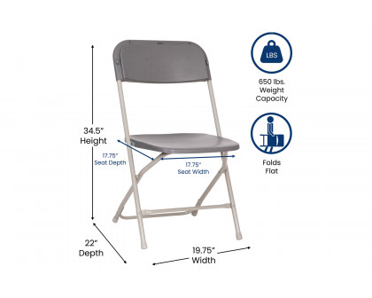 BLNK™ Hercules Big and Tall Commercial Folding Chair 4-Pack - Gray