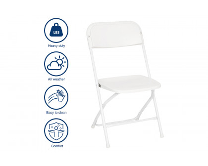 BLNK Hercules Big and Tall Commercial Folding Chair 4-Pack - White