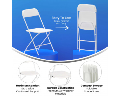 BLNK Hercules Big and Tall Commercial Folding Chair 4-Pack - White