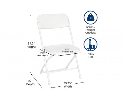 BLNK Hercules Big and Tall Commercial Folding Chair 4-Pack - White