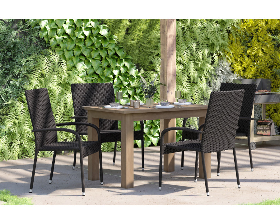 BLNK Maxim Stackable Indoor-Outdoor Wicker Dining Chairs with Arms Set of 4