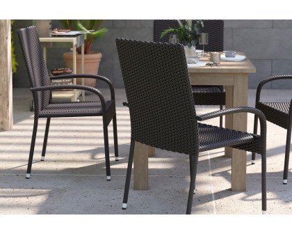 BLNK Maxim Stackable Indoor-Outdoor Wicker Dining Chairs with Arms Set of 4