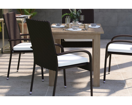 BLNK Maxim Stackable Indoor-Outdoor Wicker Dining Chairs with Cream Seat Cushions Set of 4