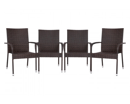 BLNK Maxim Stackable Indoor-Outdoor Wicker Dining Chairs with Arms Set of 4 - Espresso