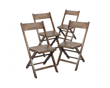 BLNK Natalie Slatted Wood Folding Special Event Chair - Antique Black, Set of 4