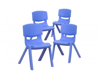 BLNK™ Whitney Plastic Stackable School Chair 4 Pack - Blue, 12"H Seat