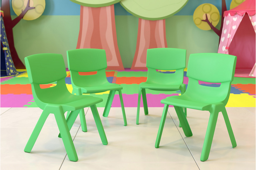 BLNK™ Whitney Plastic Stackable School Chair 4 Pack - Green, 12"H Seat