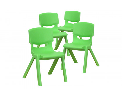 BLNK™ Whitney Plastic Stackable School Chair 4 Pack - Green, 12"H Seat