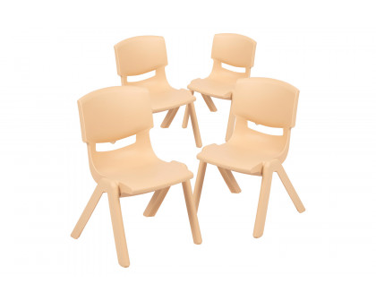 BLNK™ Whitney Plastic Stackable School Chair 4 Pack - Natural, 12"H Seat