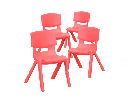 BLNK™ Whitney Plastic Stackable School Chair 4 Pack - Red, 12"H Seat