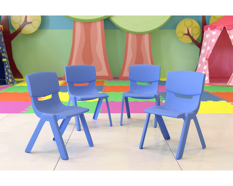 BLNK Whitney Plastic Stackable School Chair 4 Pack - Blue, 10.5"H Seat