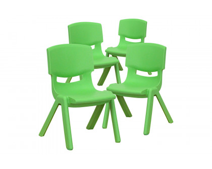 BLNK™ Whitney Plastic Stackable School Chair 4 Pack - Green, 10.5"H Seat