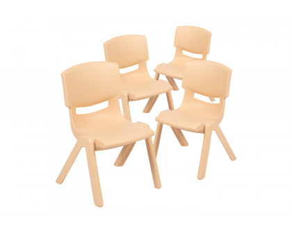 BLNK™ Whitney Plastic Stackable School Chair 4 Pack - Natural, 10.5"H Seat