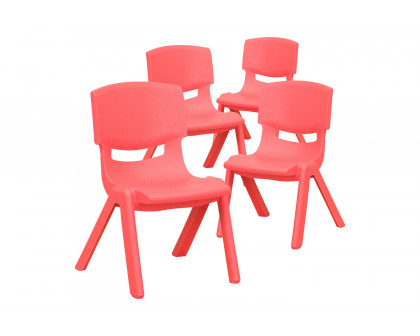 BLNK™ Whitney Plastic Stackable School Chair 4 Pack - Red, 10.5"H Seat