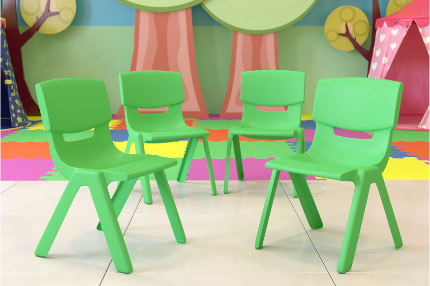 BLNK™ Whitney Plastic Stackable School Chair 4 Pack - Green, 13.25"H Seat