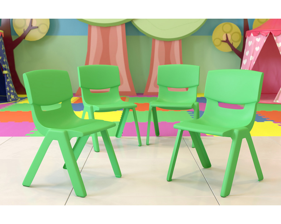 BLNK Whitney Plastic Stackable School Chair 4 Pack - Green, 13.25"H Seat