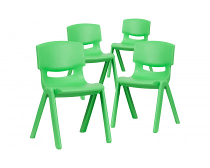 BLNK™ Whitney Plastic Stackable School Chair 4 Pack - Green, 13.25"H Seat