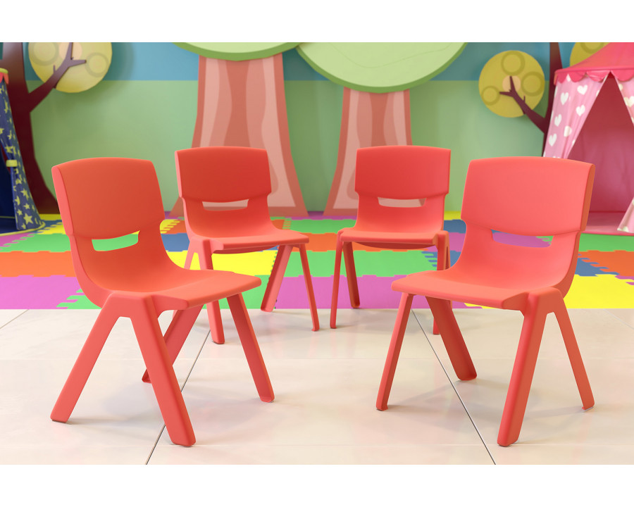 BLNK Whitney Plastic Stackable School Chair 4 Pack - Red, 13.25"H Seat