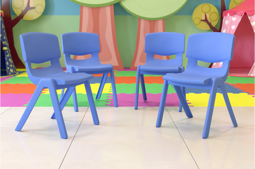 BLNK™ Whitney Plastic Stackable School Chair 4 Pack - Blue, 15.5"H Seat