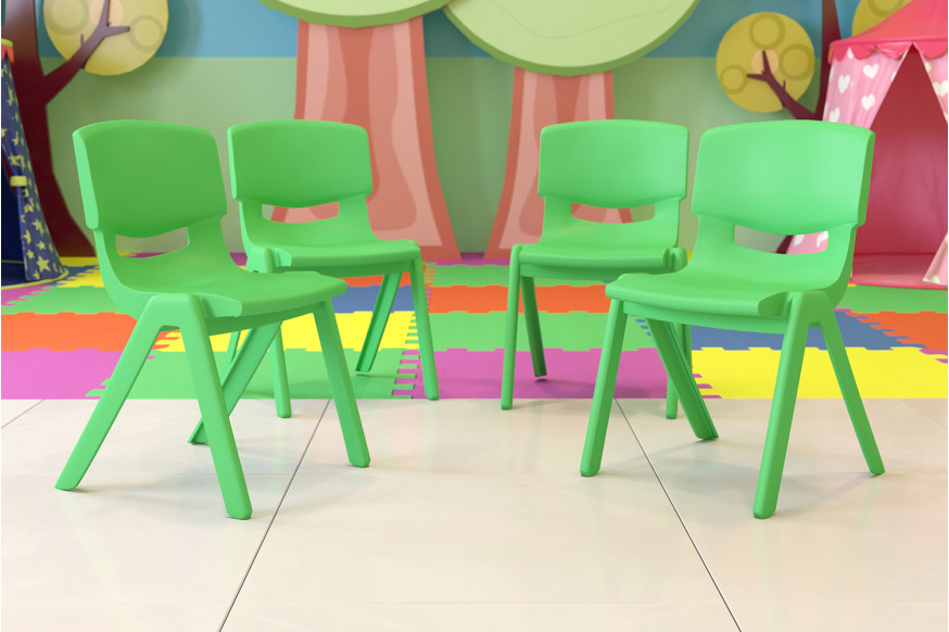 BLNK™ Whitney Plastic Stackable School Chair 4 Pack - Green, 15.5"H Seat