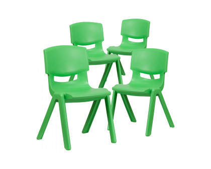 BLNK™ Whitney Plastic Stackable School Chair 4 Pack - Green, 15.5"H Seat