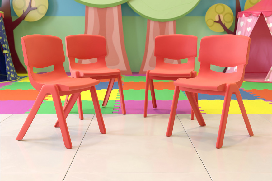 BLNK™ Whitney Plastic Stackable School Chair 4 Pack - Red, 15.5"H Seat