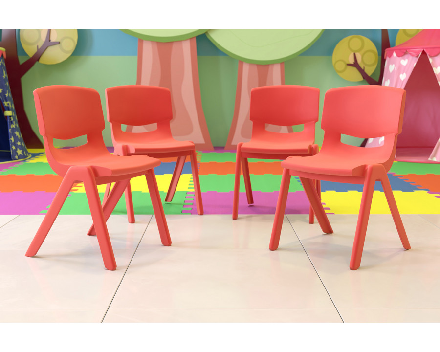 BLNK Whitney Plastic Stackable School Chair 4 Pack - Red, 15.5"H Seat