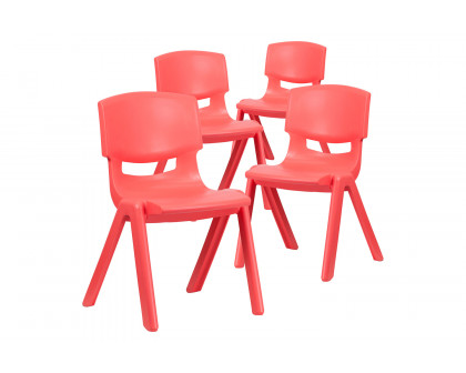 BLNK™ Whitney Plastic Stackable School Chair 4 Pack - Red, 15.5"H Seat