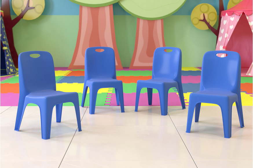 BLNK™ Whitney Plastic Stackable School Chair 4 Pack - Blue, 11"H Seat