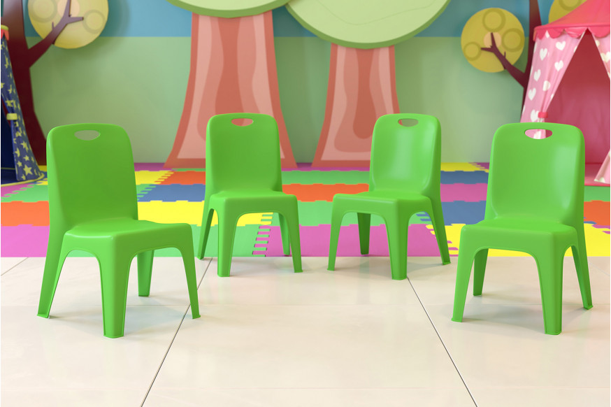 BLNK™ Whitney Plastic Stackable School Chair 4 Pack - Green, 11"H Seat