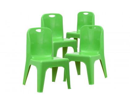 BLNK™ Whitney Plastic Stackable School Chair 4 Pack - Green, 11"H Seat