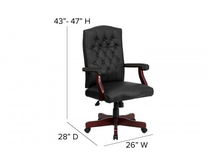 BLNK Martha Washington LeatherSoft Executive Swivel Office Chair with Arms - Black