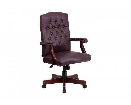 BLNK Martha Washington LeatherSoft Executive Swivel Office Chair with Arms - Burgundy