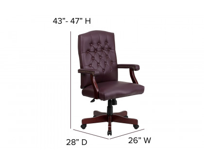 BLNK Martha Washington LeatherSoft Executive Swivel Office Chair with Arms - Burgundy