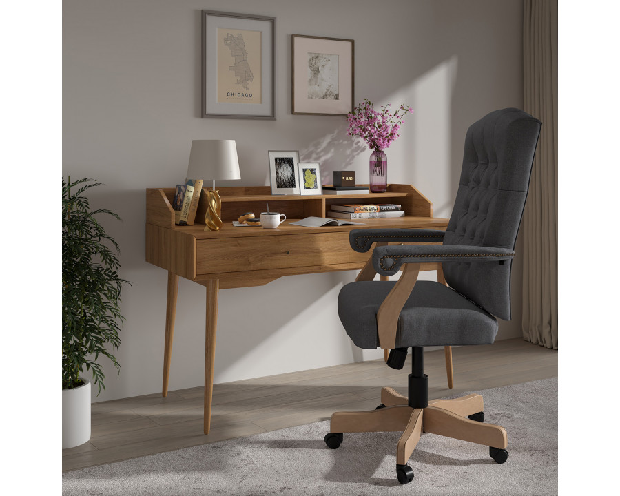 BLNK Derrick Classic Executive Swivel Office Chair with Driftwood Arms and Base