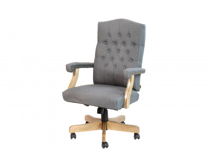 BLNK Derrick Classic Executive Swivel Office Chair with Driftwood Arms and Base