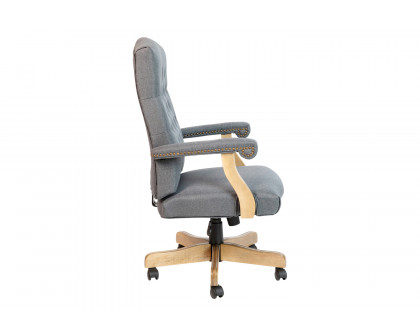 BLNK Derrick Classic Executive Swivel Office Chair with Driftwood Arms and Base - Gray