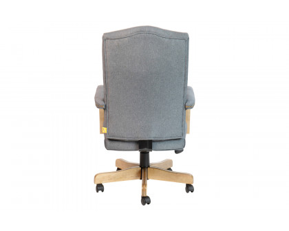 BLNK Derrick Classic Executive Swivel Office Chair with Driftwood Arms and Base - Gray