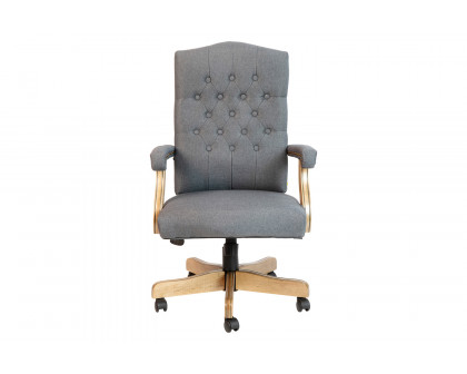 BLNK Derrick Classic Executive Swivel Office Chair with Driftwood Arms and Base - Gray