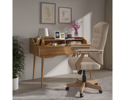 BLNK Derrick Classic Executive Swivel Office Chair with Driftwood Arms and Base