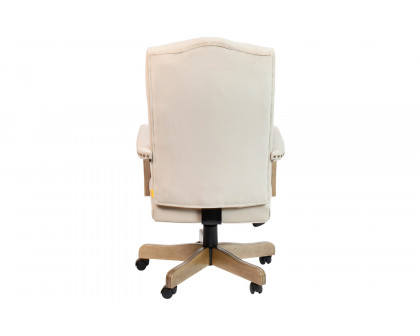 BLNK Derrick Classic Executive Swivel Office Chair with Driftwood Arms and Base - Ivory