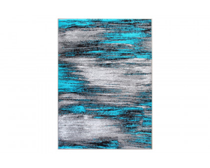 BLNK Rylan Collection Abstract Olefin Area Rug with Jute Backing - Turquoise, 6'W x 9'L