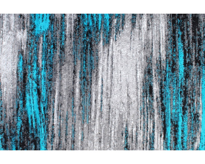 BLNK Rylan Collection Abstract Olefin Area Rug with Jute Backing - Turquoise, 6'W x 9'L