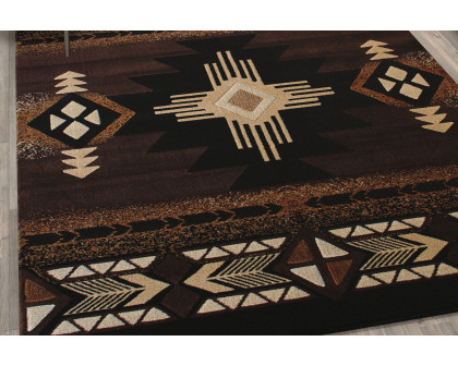 BLNK Mohave Collection Southwestern Style Olefin Traditional Area Rug with Jute Backing - Chocolate, 5'W x 7'L