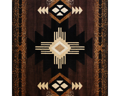 BLNK Mohave Collection Southwestern Style Olefin Traditional Area Rug with Jute Backing - Chocolate, 5'W x 7'L