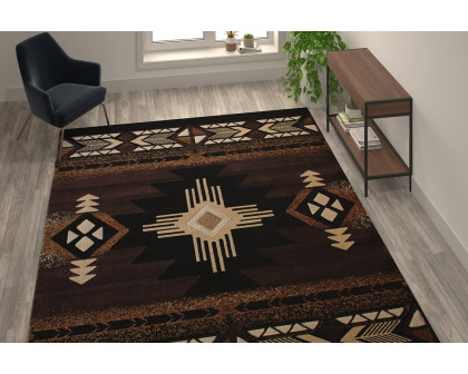 BLNK Mohave Collection Southwestern Style Olefin Traditional Area Rug with Jute Backing