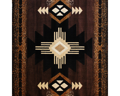 BLNK Mohave Collection Southwestern Style Olefin Traditional Area Rug with Jute Backing - Chocolate, 8'W x 10'L